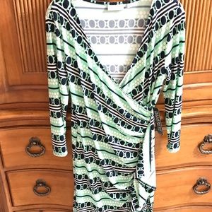 New York & Co Green and Blue wrap dress.